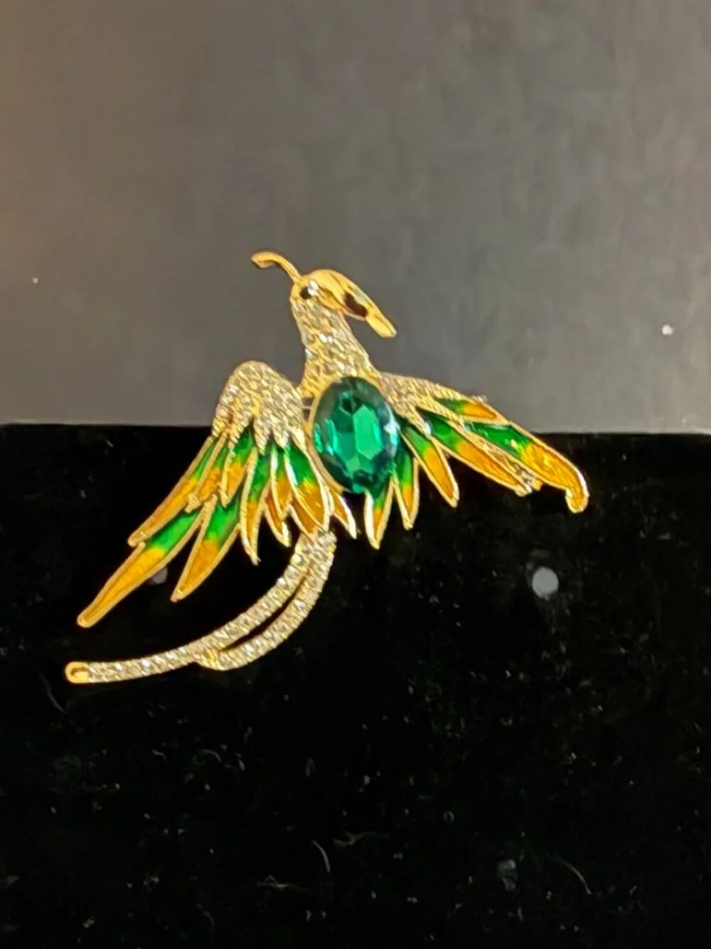Vintage Enamel Rhinestone ‘Phoenix’ Brooch/Pin